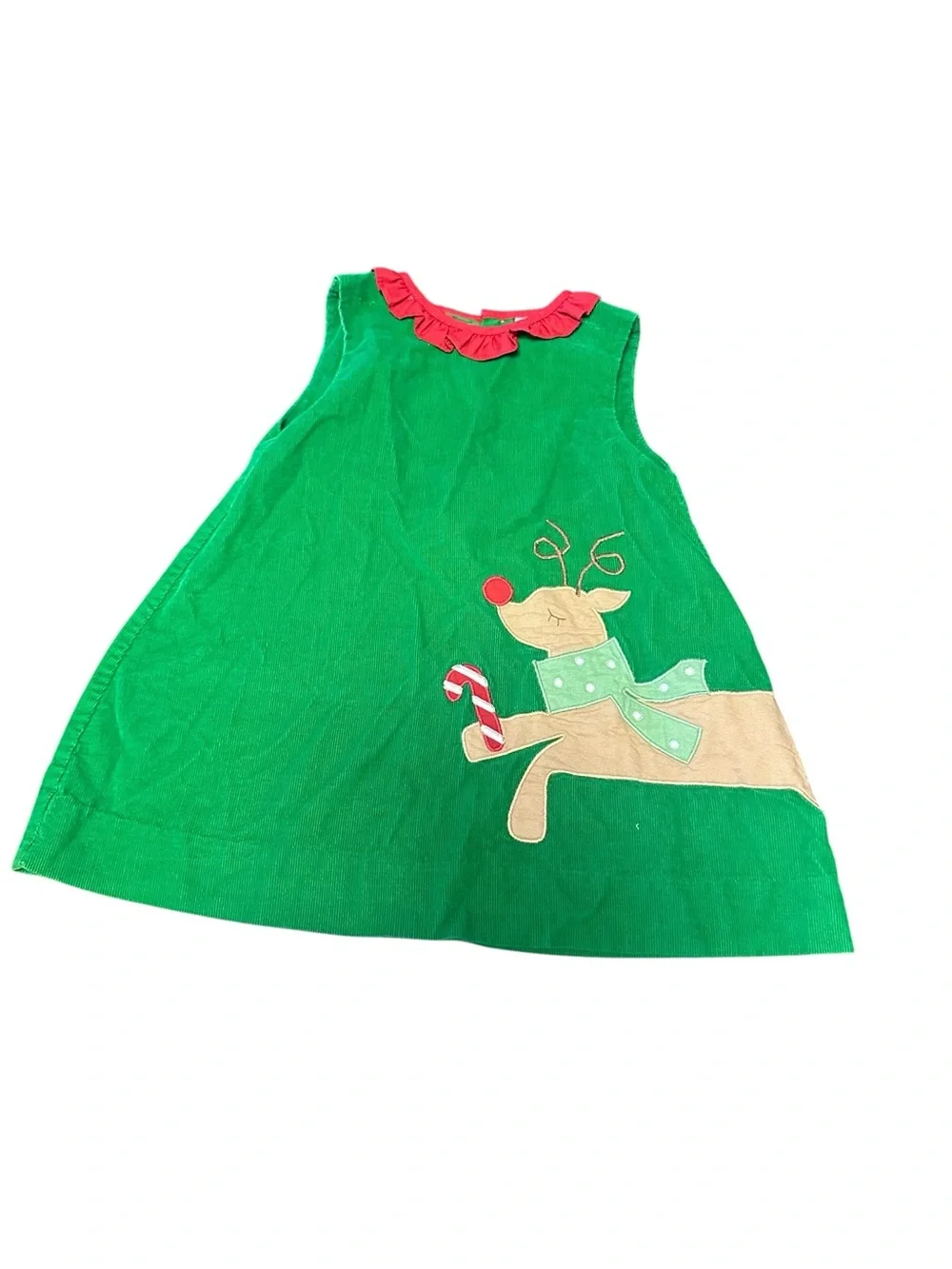 Green Holiday Reindeer Dress and Bloomers Set